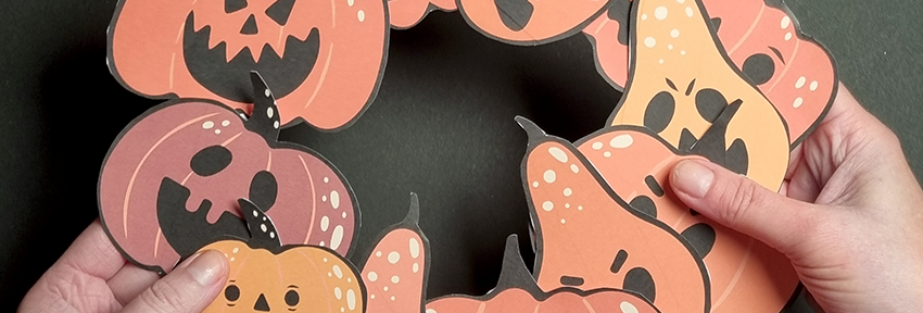 Kürbiskranz halloween Deko zum ausdrucken für Kinder