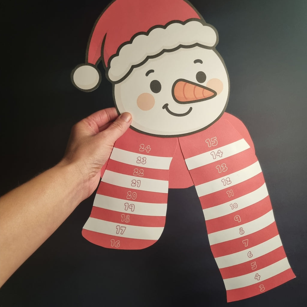 Adventskalender zum ausdrucken Schneemann zeit statt zeug