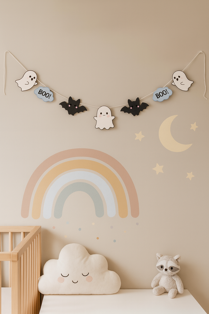 Halloween Girlande zum ausdrucken für kinder Geiser fledermäuse