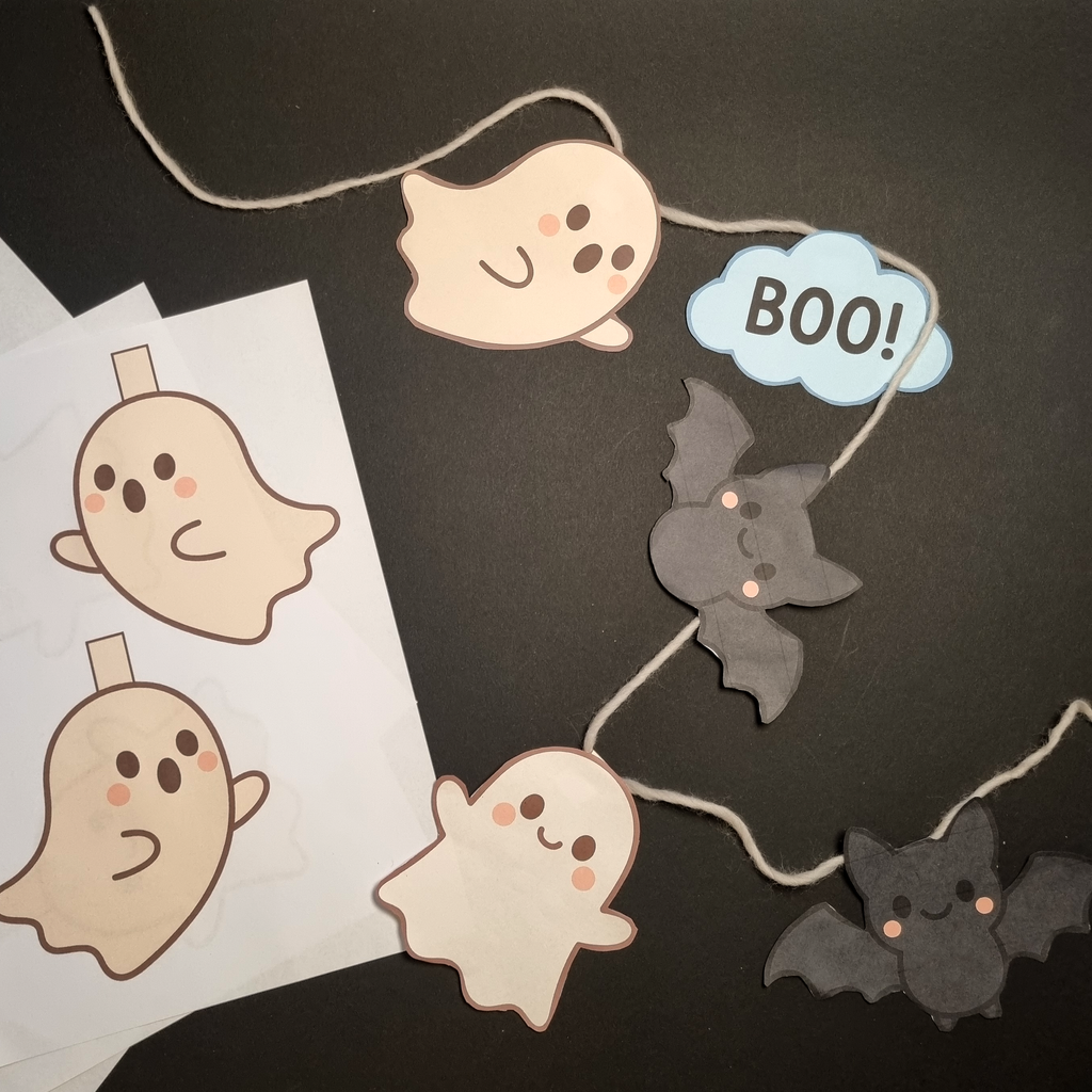Halloween Girlande geister zum ausdrucken für kinder