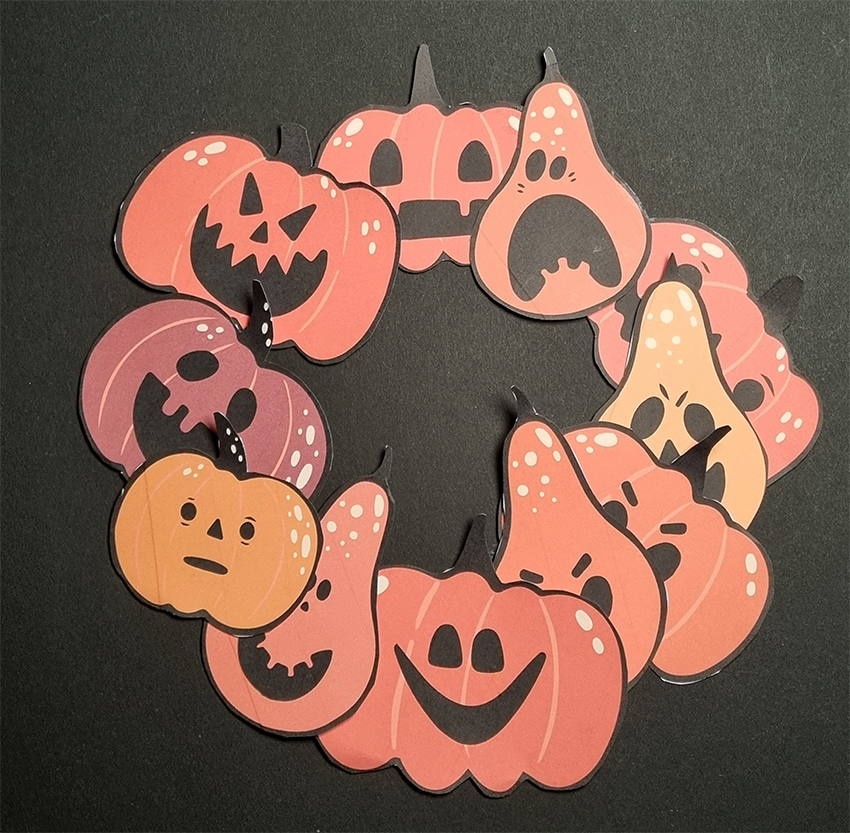 Kürbis-Kranz Bastelvorlage zum Ausdrucken – Halloween Deko basteln mit Kindern, PDF Download