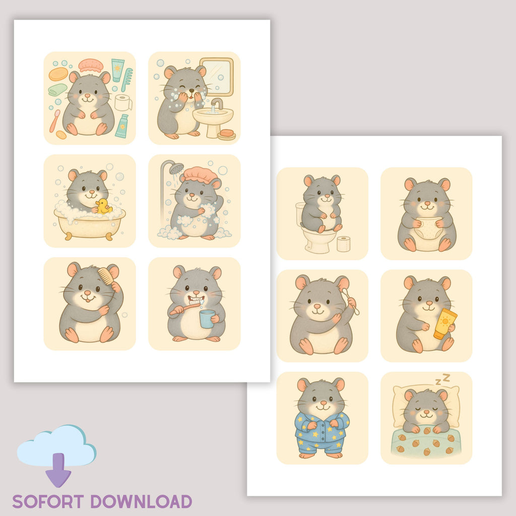 Symbolkarten für Kinder Badezimmer Hamster rysio 