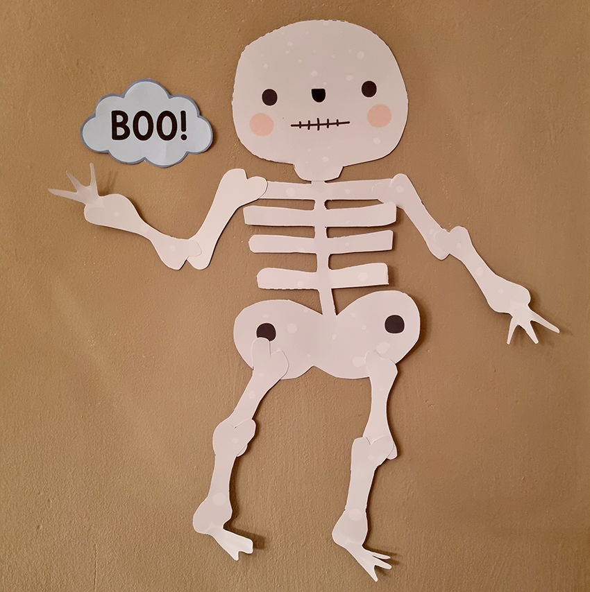 Bastelvorlage Skelett zum Ausdrucken – Halloween Deko basteln mit Kindern, PDF Download