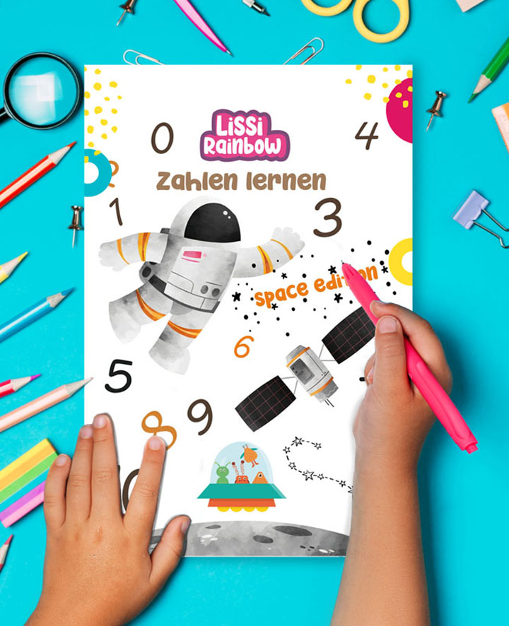 Zahlen lernen mit Astronaut Alex – PDF Lernblätter zum Ausdrucken