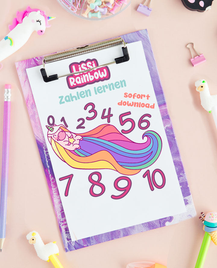 Zahlen schreiben lernen mit Einhorn – PDF für Kinder zum Ausdrucken